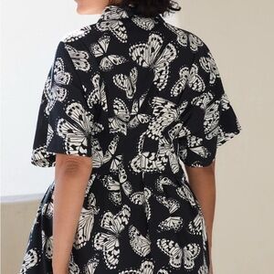 Anthropologie Black and White Butterfly Mini Dress